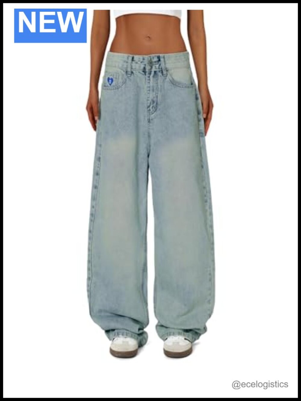 Vintage Washed Non-Stretch Wide Leg Jeans High Waisted Baggy Y2K Straight